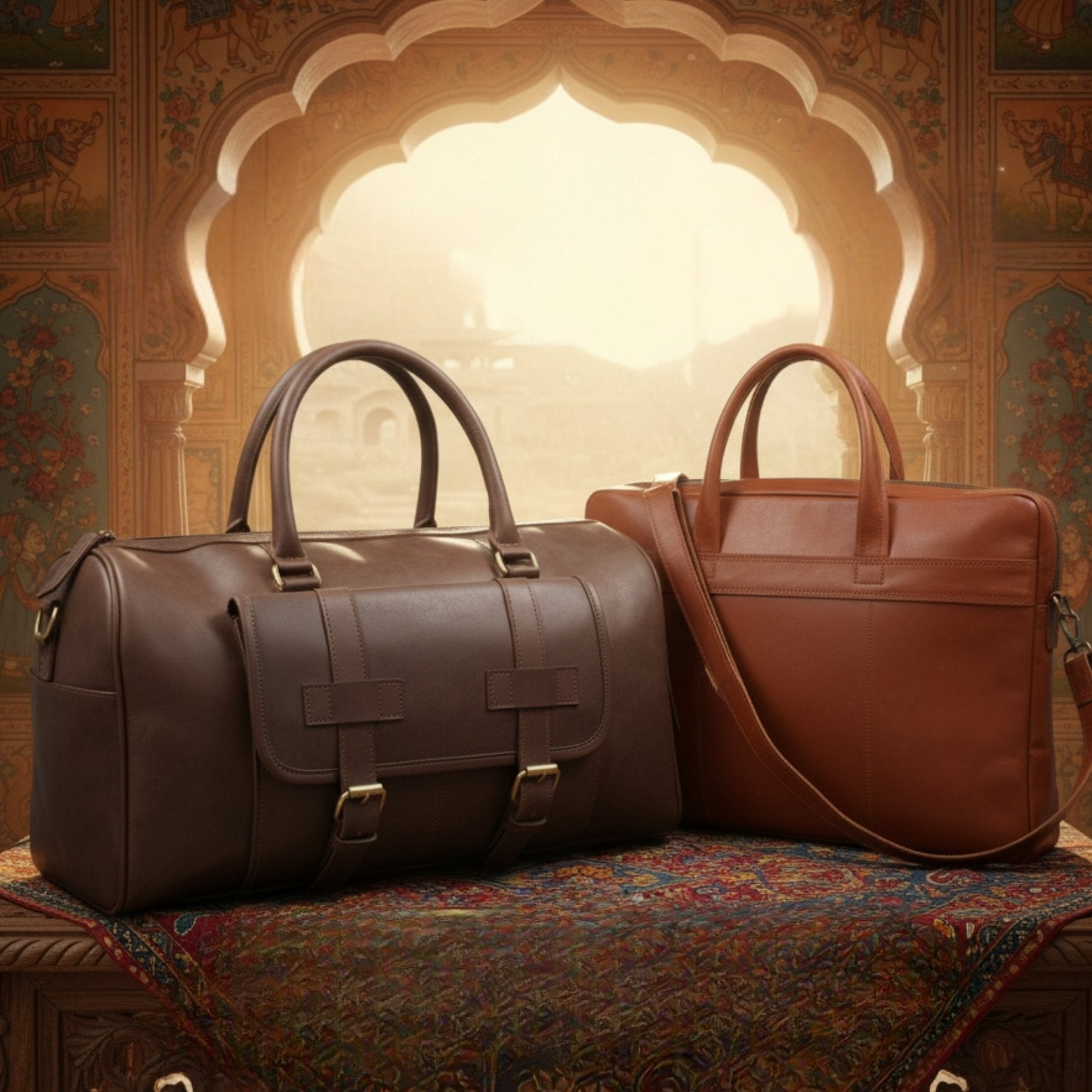Jeengar handcrafted leather luggage and big bags in Certified Real Leather.