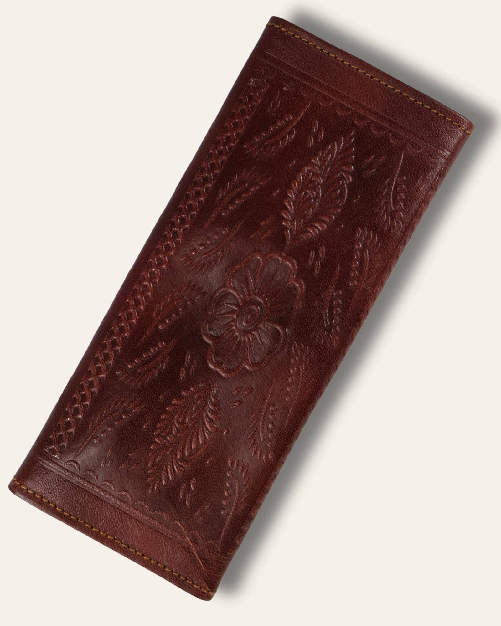 The Gangaur Clutch in Cherry — handcrafted leather clutch for weddings and gifting