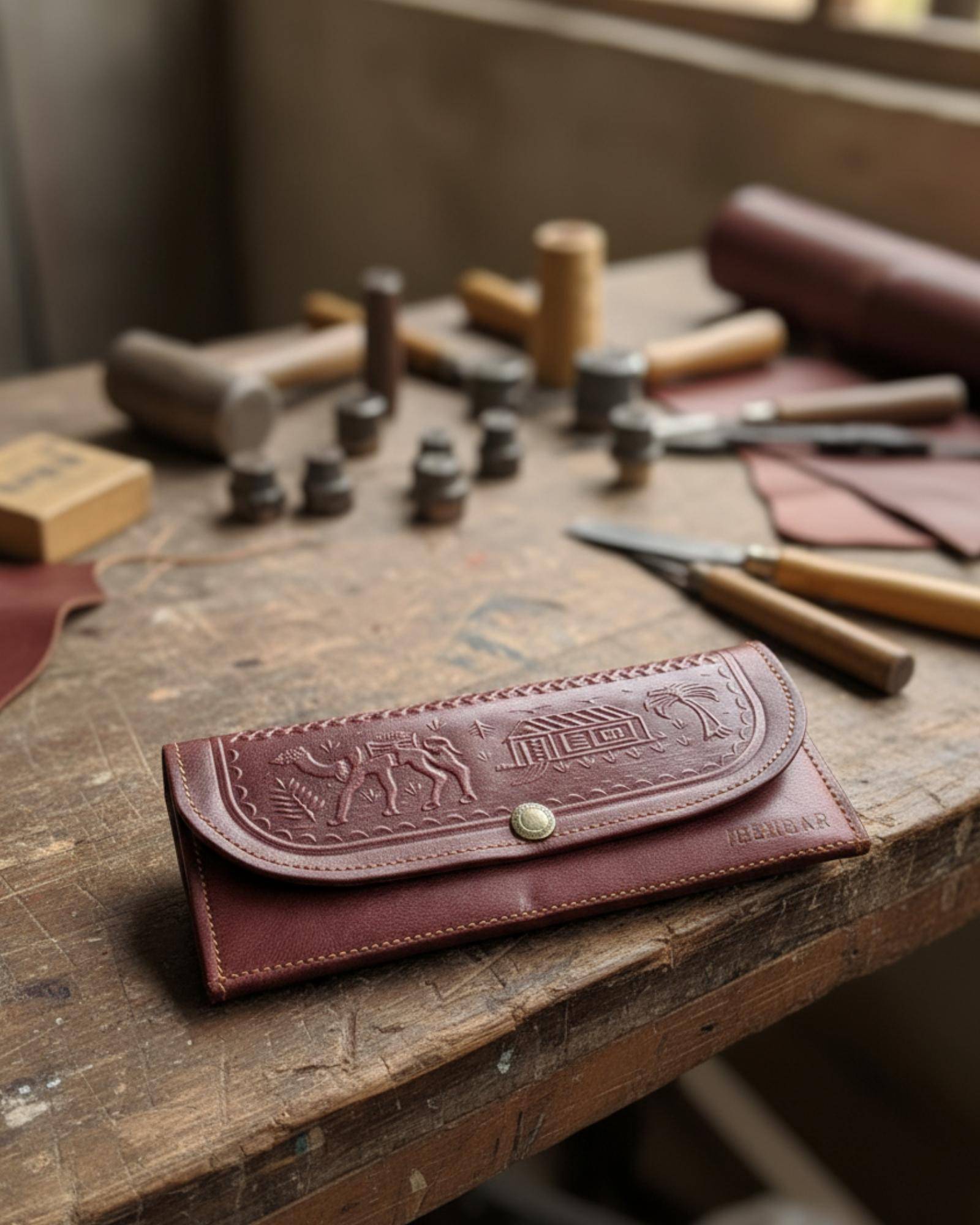 The Gangaur Clutch in Cherry — a wearable celebration of Rajasthani craft