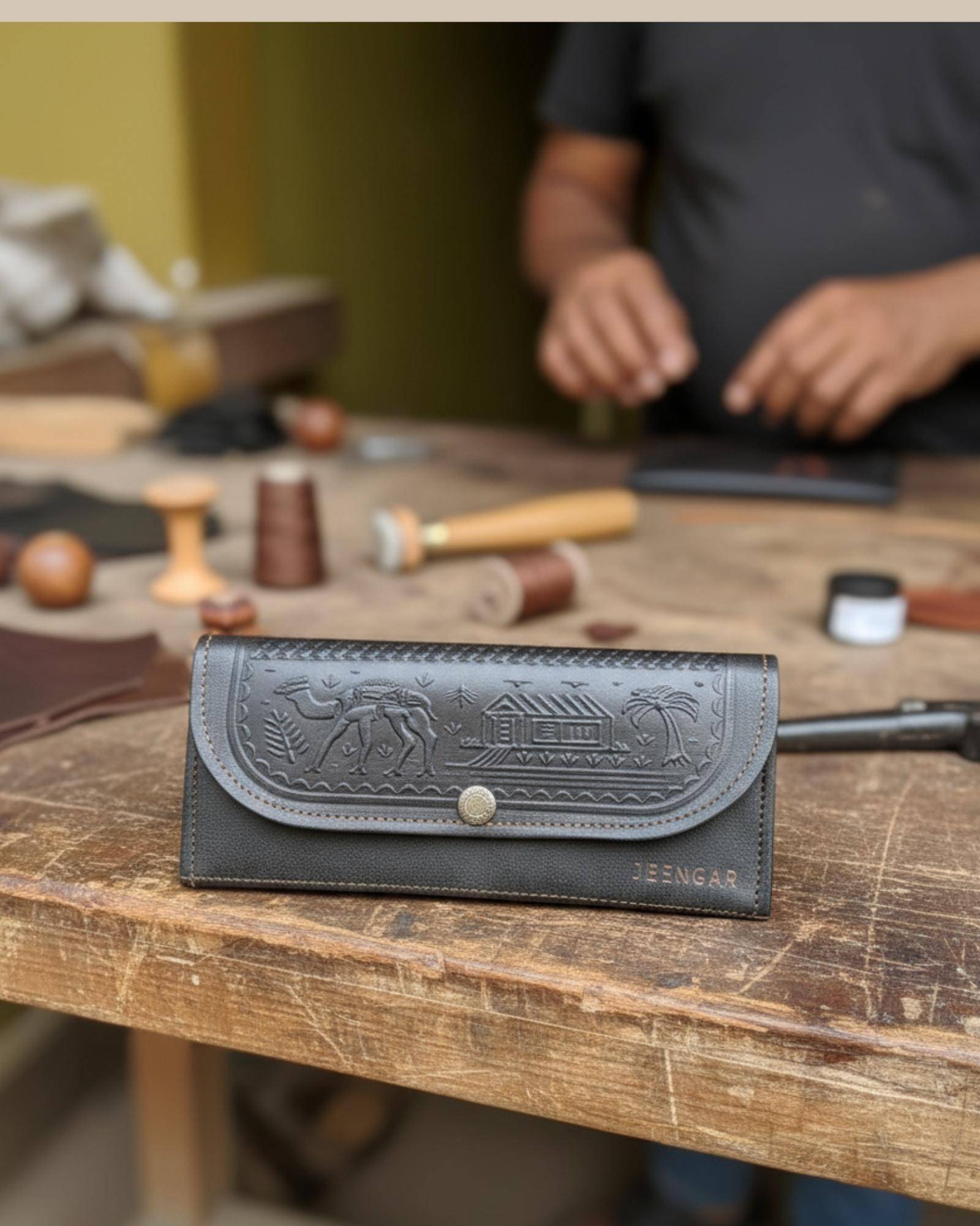 Female wallet purse clutch in very dark color