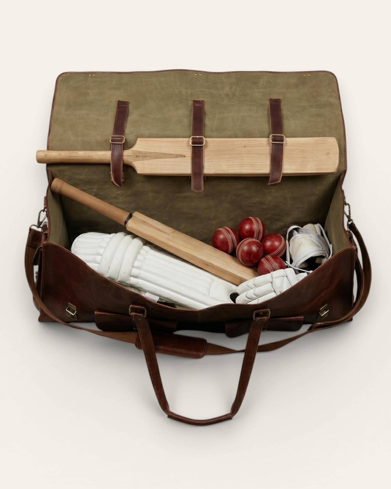 The Bikaner Cricket Holdall — handcrafted leather sports holdall by Jeengar
