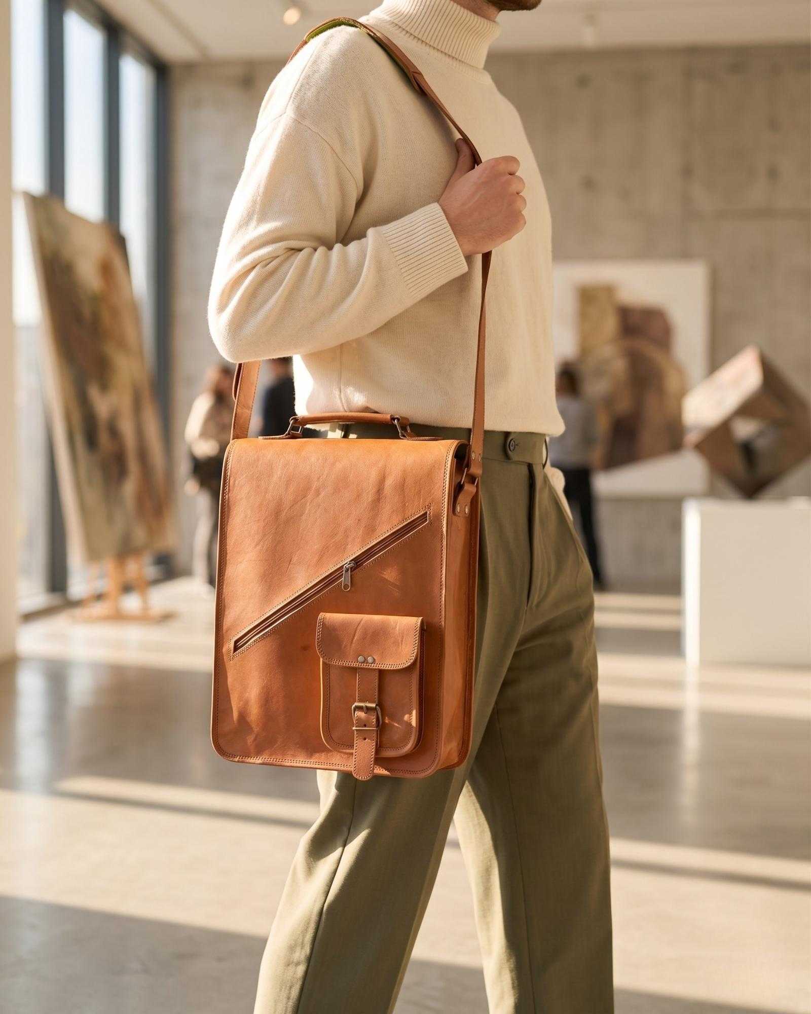 The Bundi Crossbody Bag — 13-inch vertical leather crossbody by Jeengar