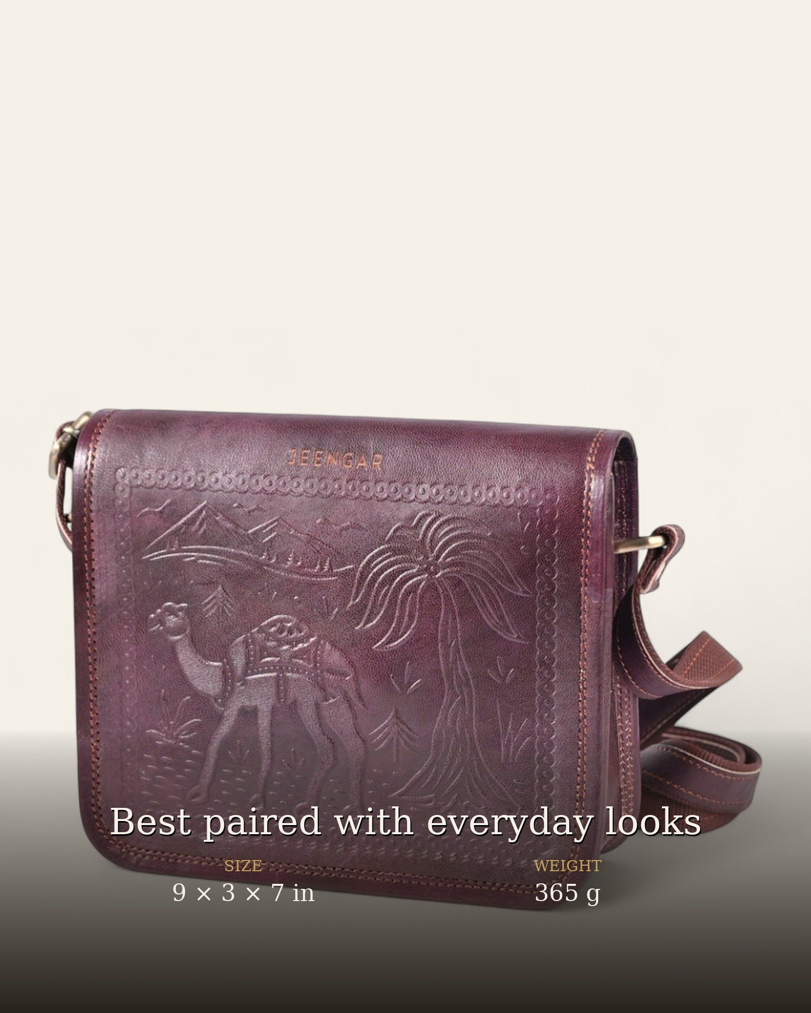 The Jaisalmer Sling in Cherry - size 9 x 3 x 7 in, weight 365 g