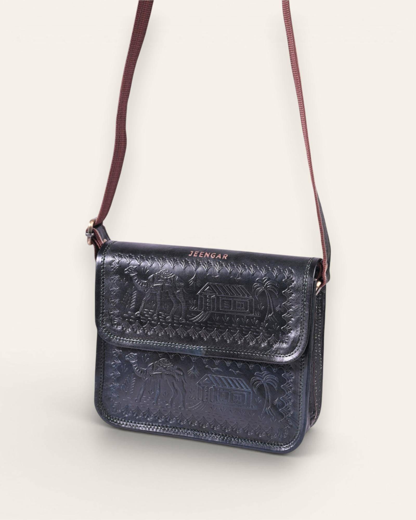 The Pushkar Sling in Dark Olive — compact crossbody for daily essentials