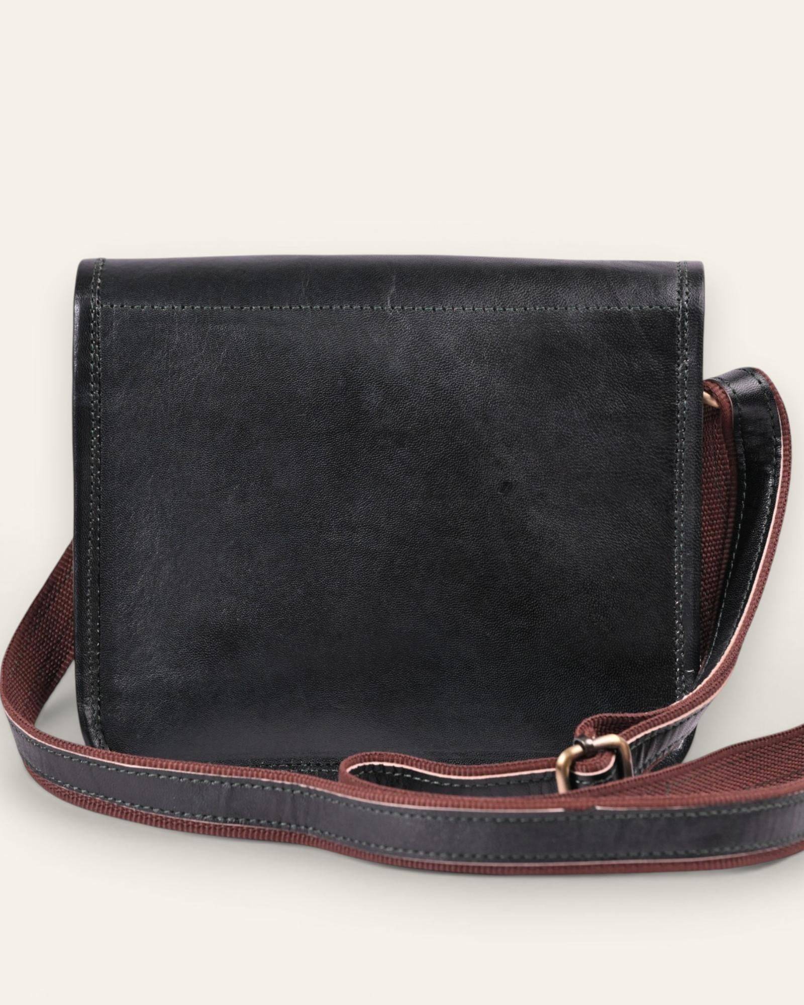 The Pushkar Sling in Dark Olive — Certified Real Leather, handcrafted by artisan Mohan