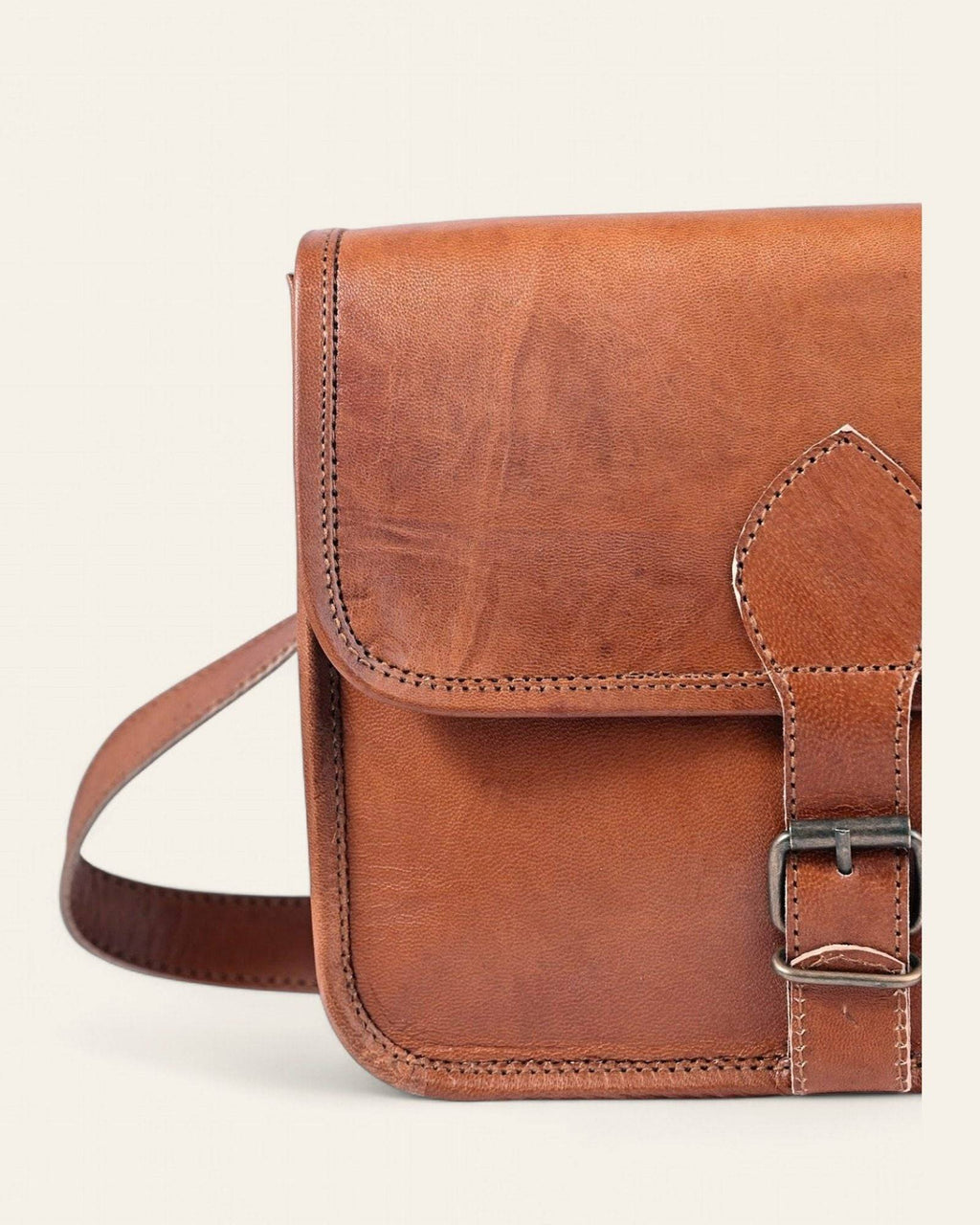 The Runicha Sling — back view in natural-brown certified real leather