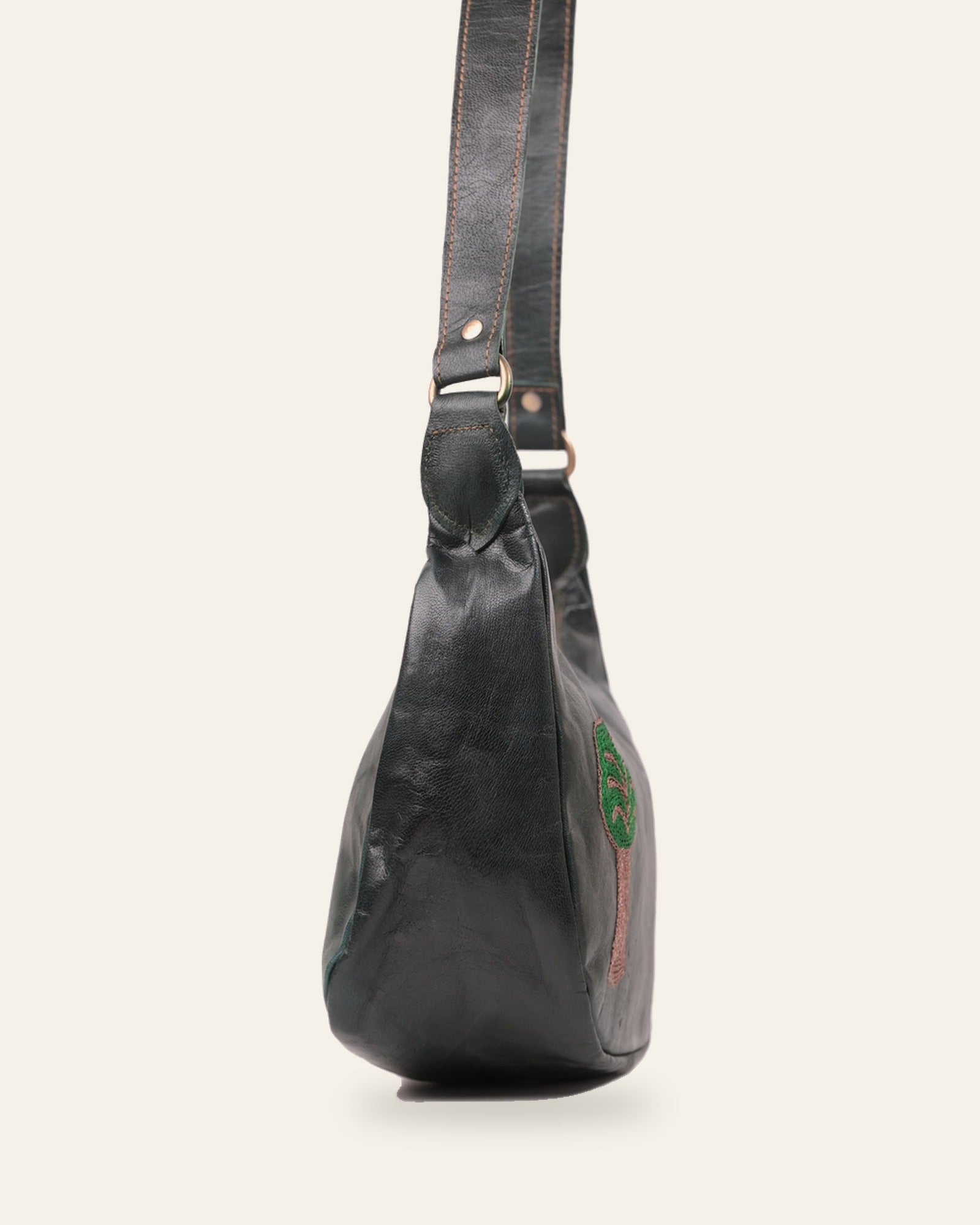 The Kashida Shoulder Bag — Dark Olive side profile