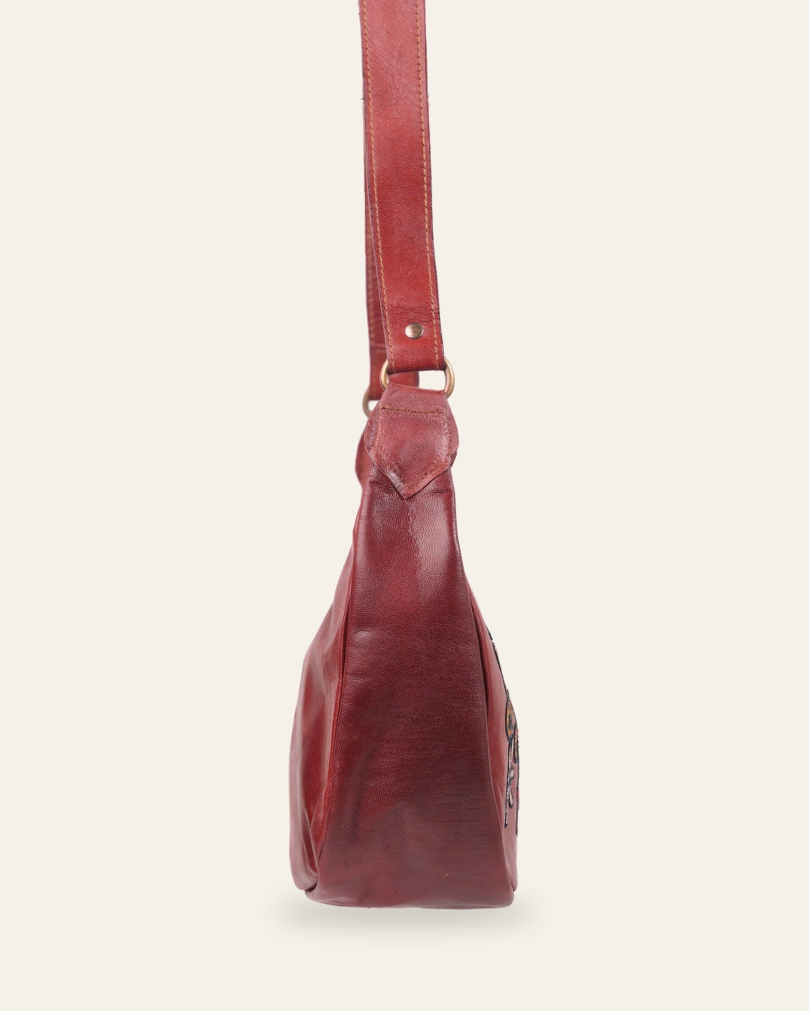 The Kashida Shoulder Bag — Cherry side profile