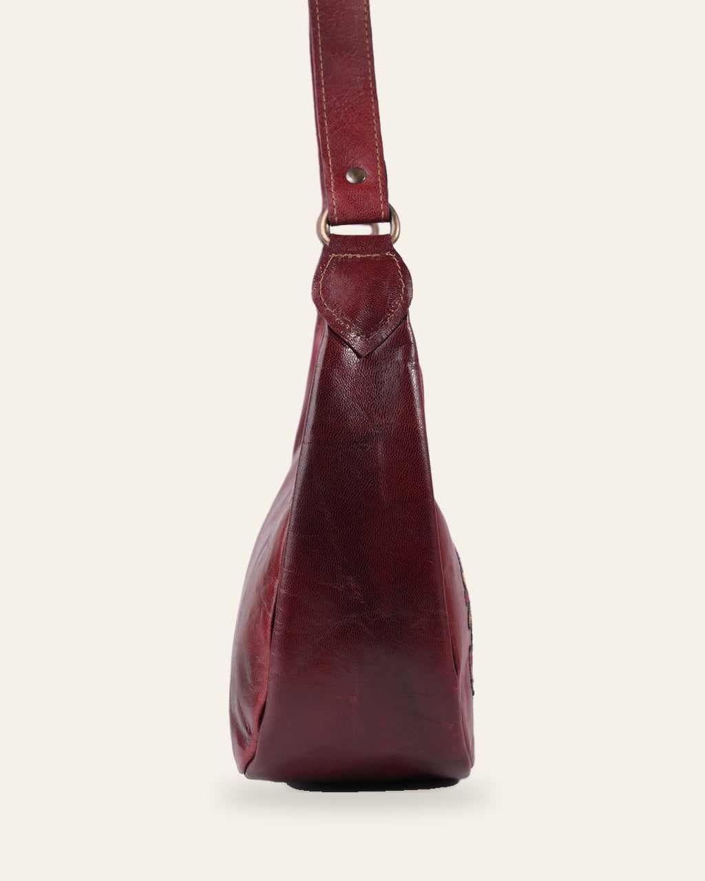 The Kashida Shoulder Bag — Cherry side profile