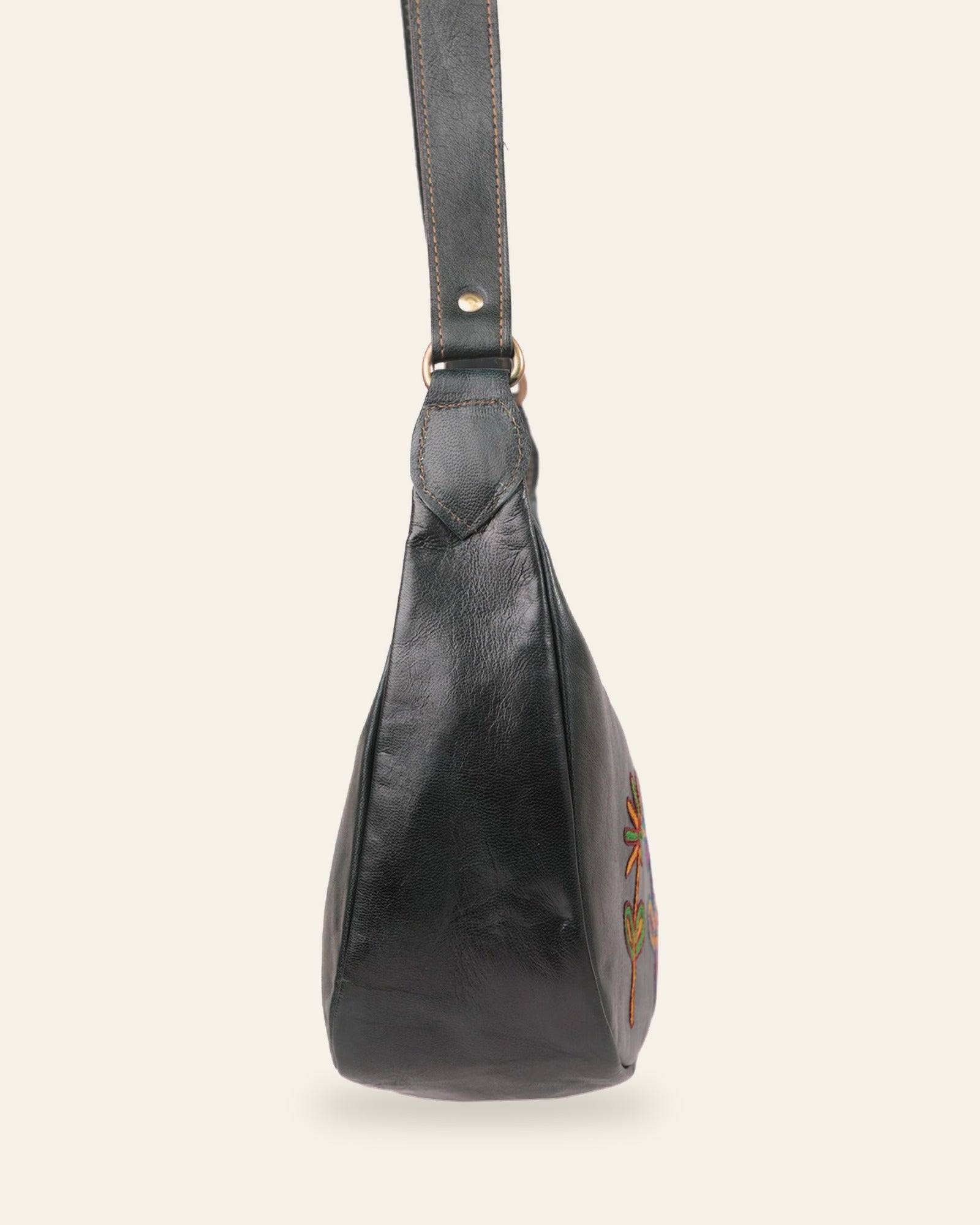 The Kashida Shoulder Bag — Dark Olive side profile