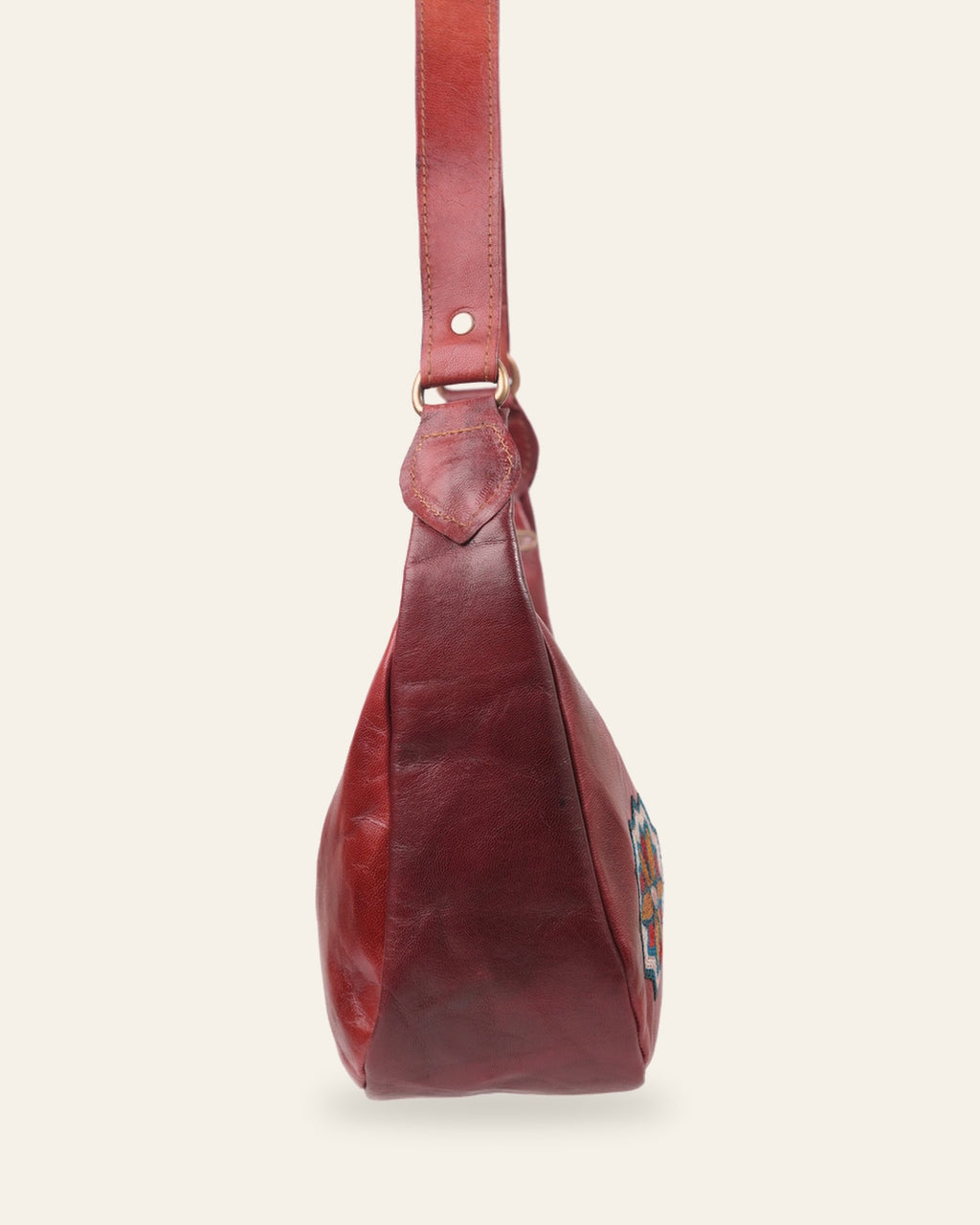 The Kashida Shoulder Bag — Cherry side profile
