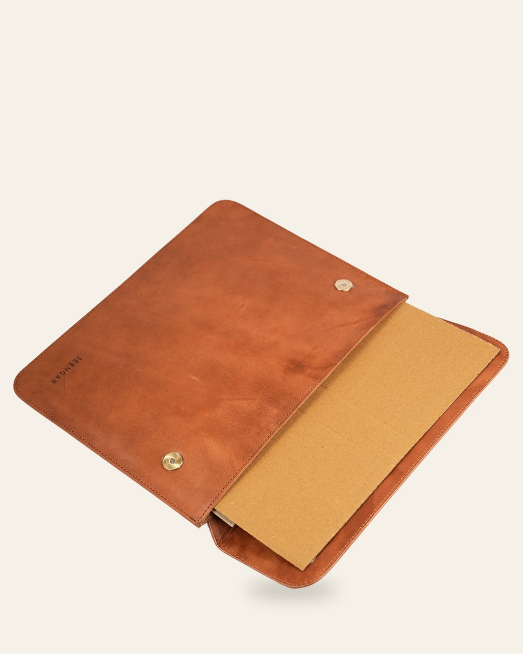 The Barmer Tech Sleeve (15-inch) — open interior with hidden magnetic snaps