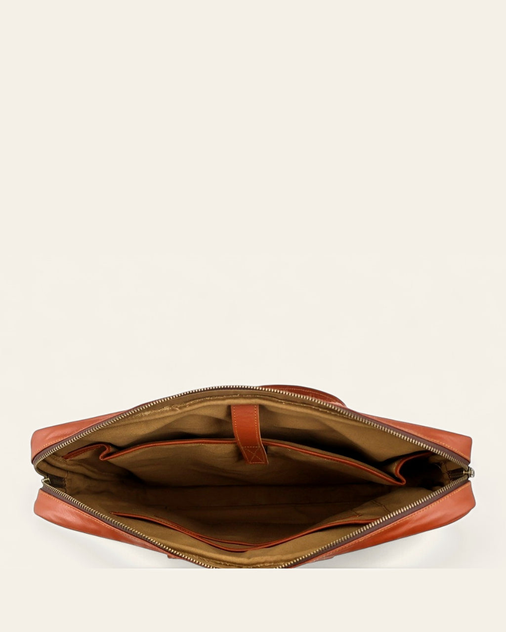 The Mehrangarh Briefcase — open interior with soft cotton lining and laptop compartment