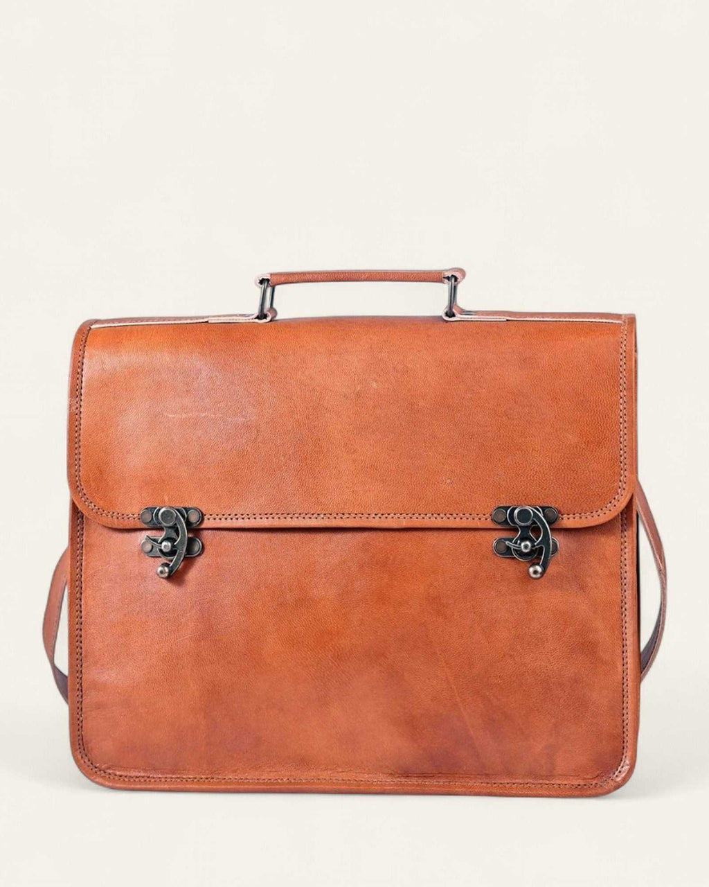 The Jodhpur Messenger — handcrafted leather messenger, front view