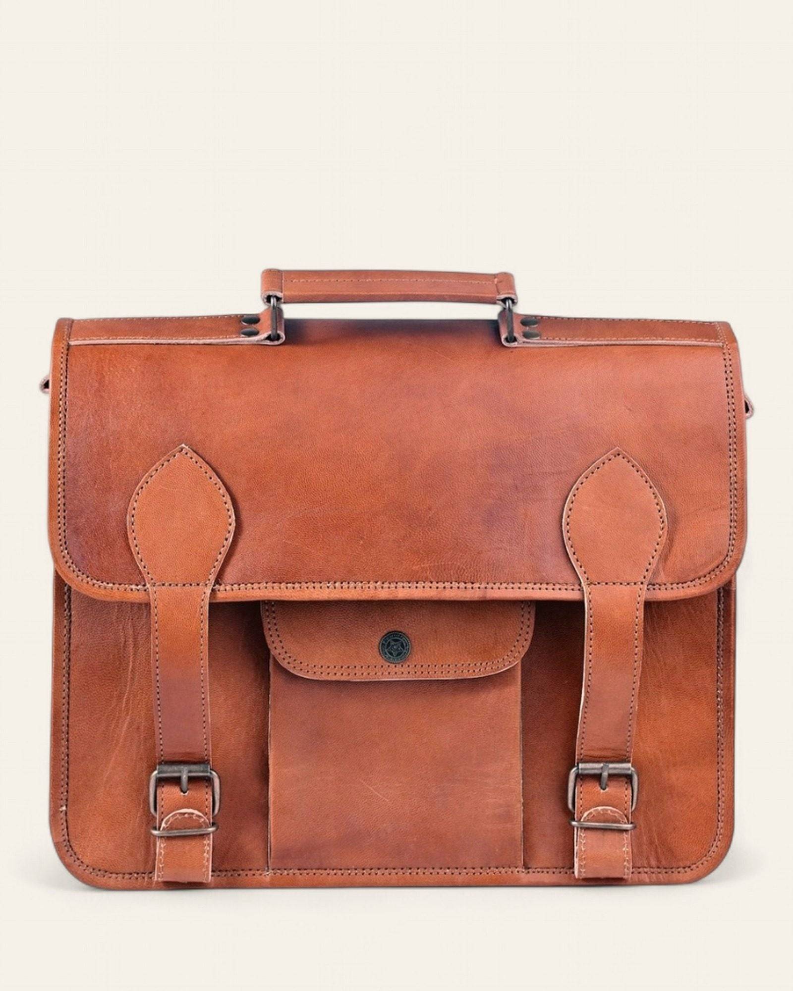 Back view of The Jaipur Laptop Bag with its top carry handle