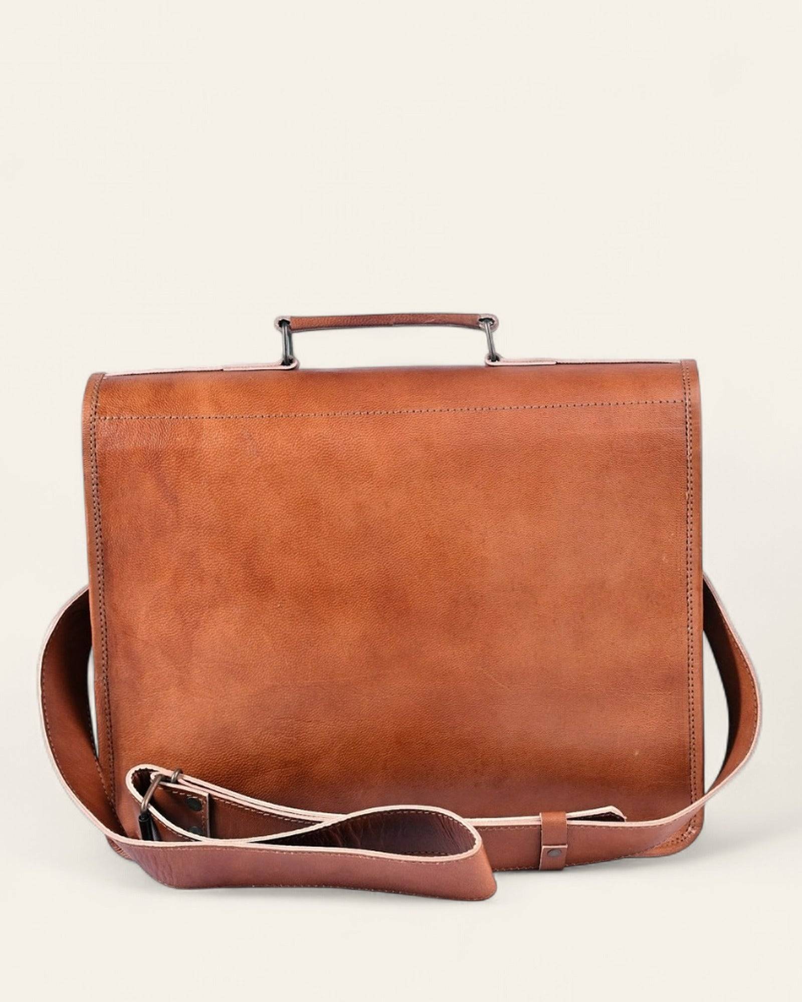Side profile of The Mangla Laptop Bag with its adjustable strap