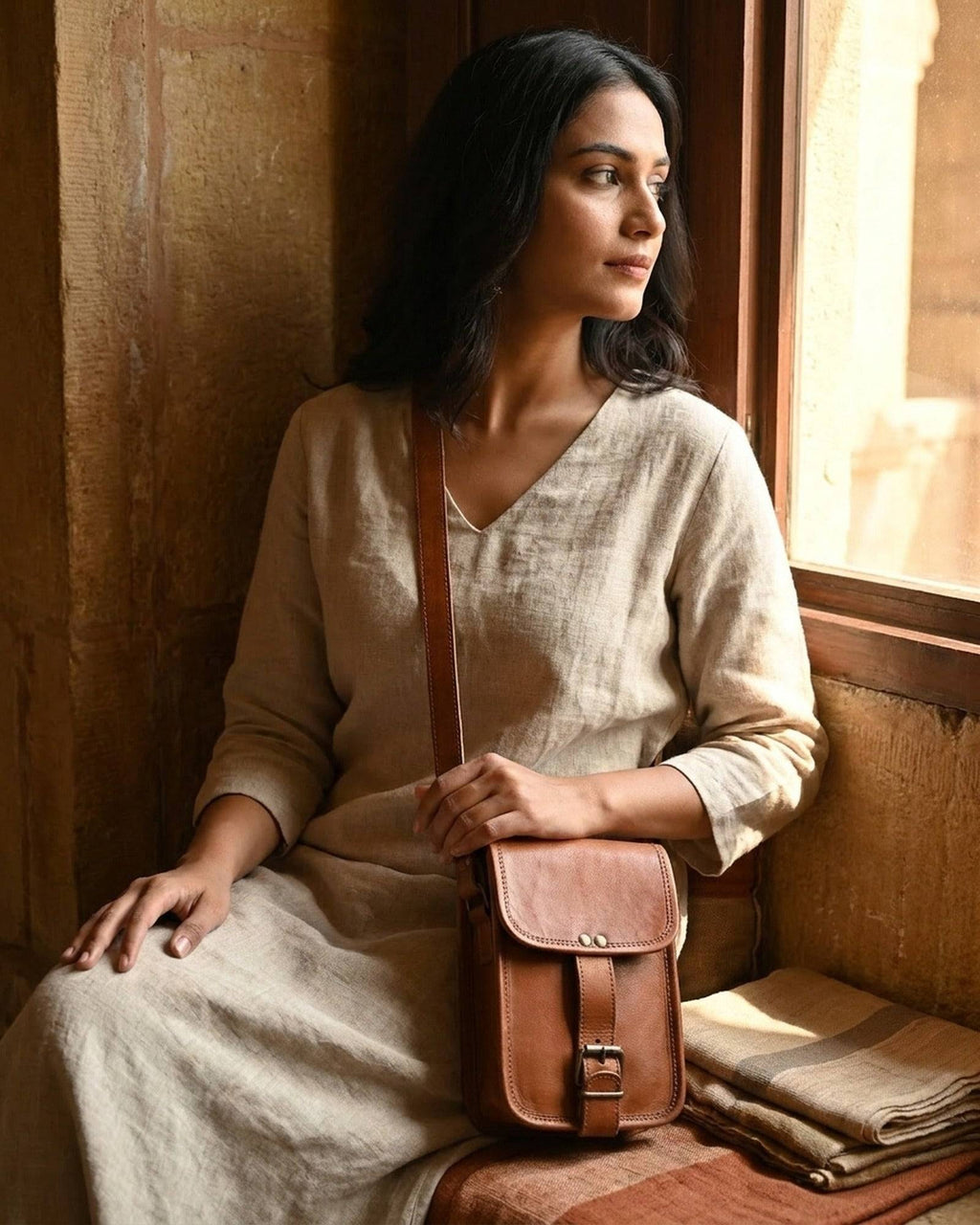 The Merta Mobile Sling — worn cross-body