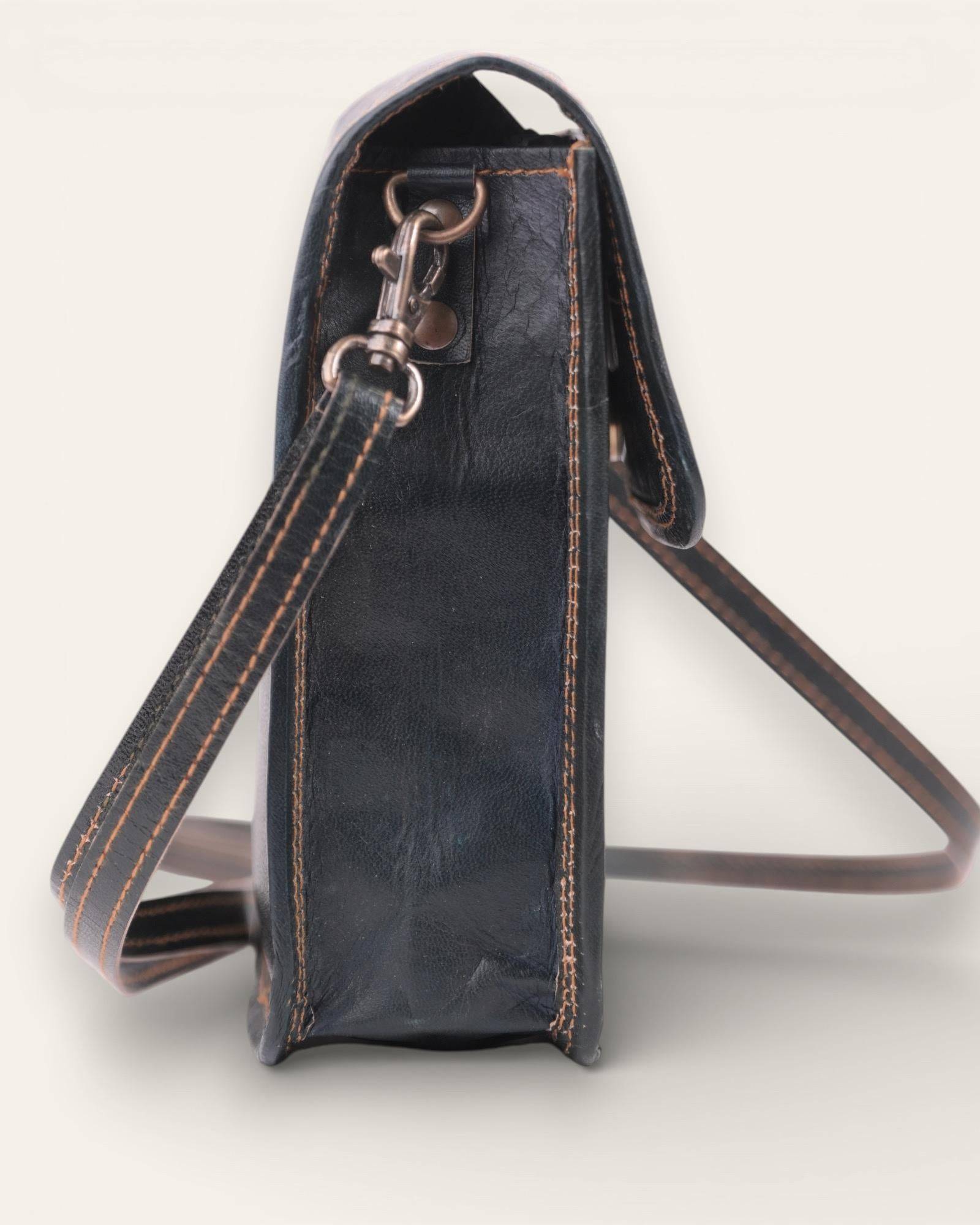 The Nagaur Sling in Dark Olive — Certified Real Leather mobile sling