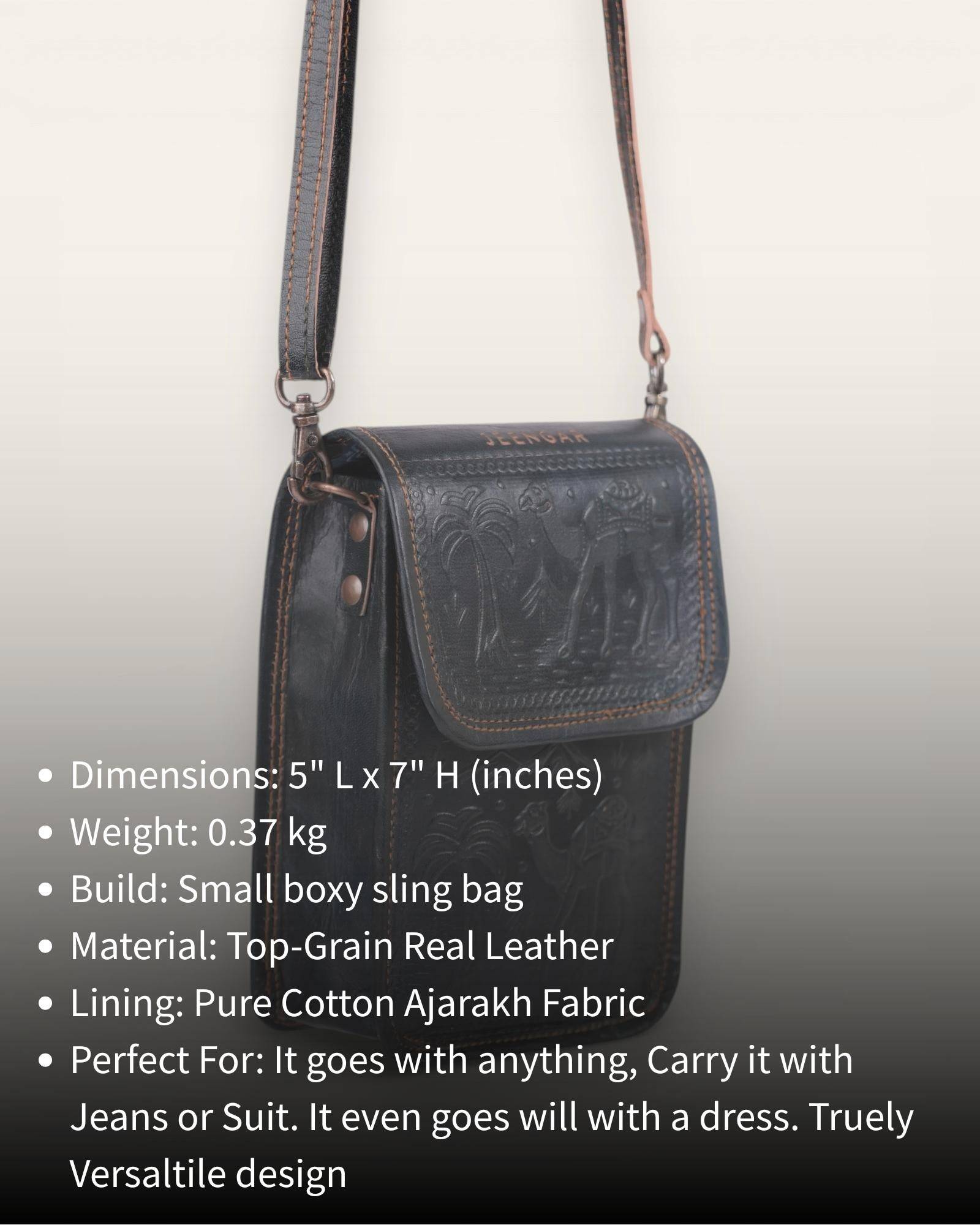 The Nagaur Sling in Dark Olive — compact crossbody for phone and essentials