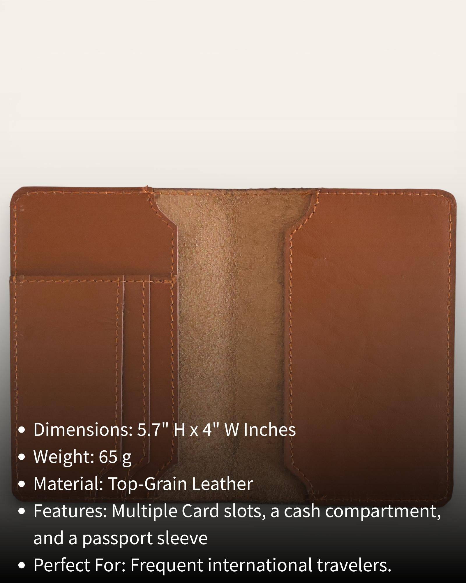 The Banjara Passport Holder — open view with card slots and cash slot