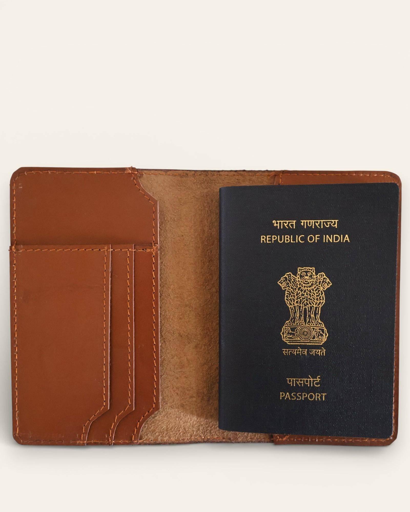 The Banjara Passport Holder — dedicated passport pocket detail