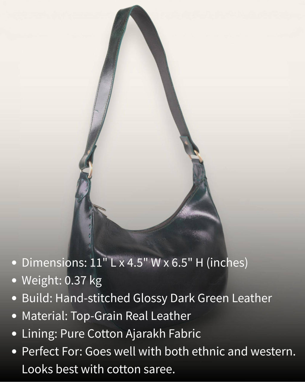 The Ranisar Shoulder Bag in Dark Olive — handcrafted leather bag for women