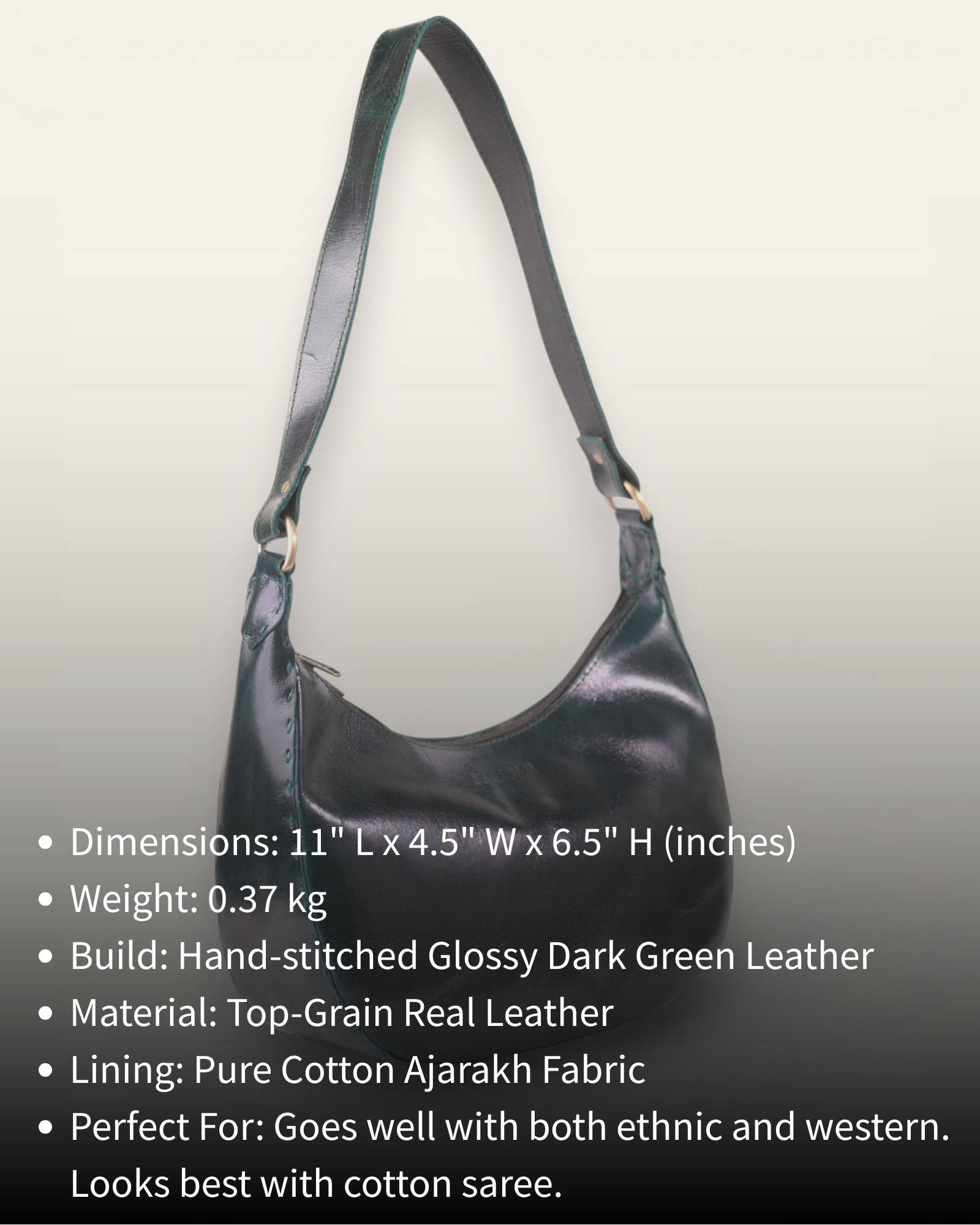 The Ranisar Shoulder Bag in Dark Olive — handcrafted leather bag for women