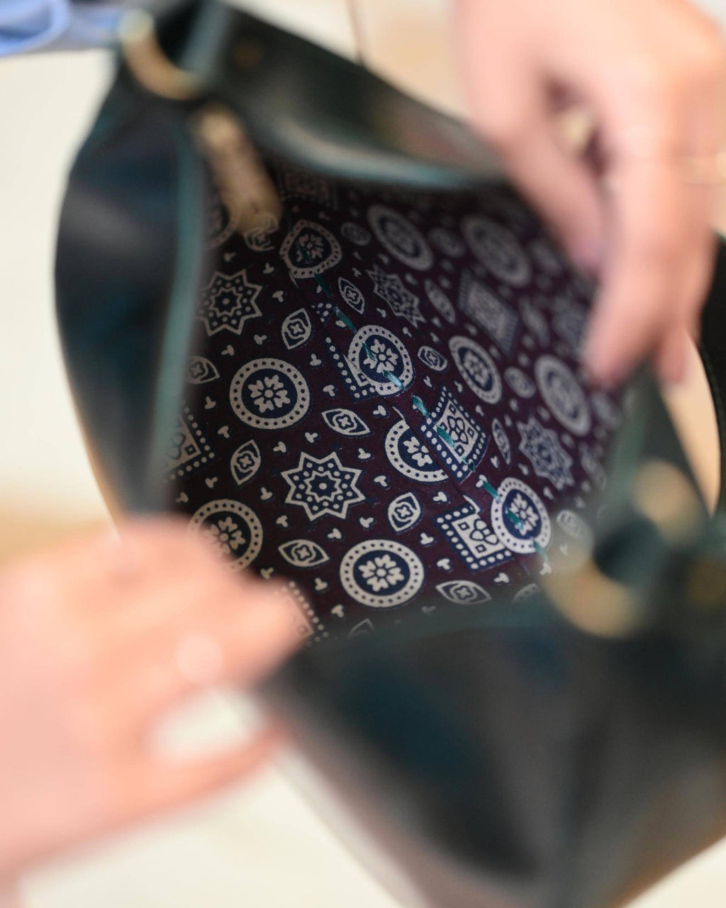 The Ranisar Shoulder Bag in Dark Olive — spacious leather shoulder bag by Jeengar