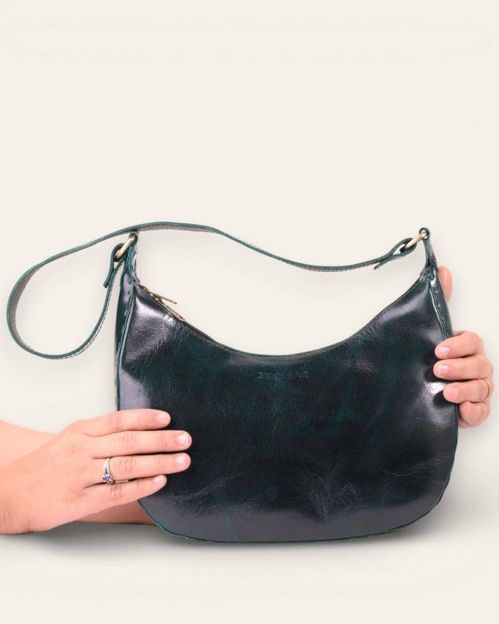 The Ranisar Shoulder Bag in Dark Olive — Certified Real Leather, artisan Manish