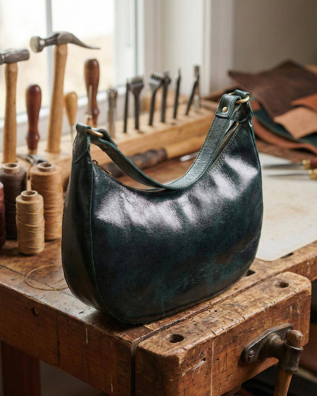 The Ranisar Shoulder Bag in Dark Olive — a modern heirloom shoulder bag