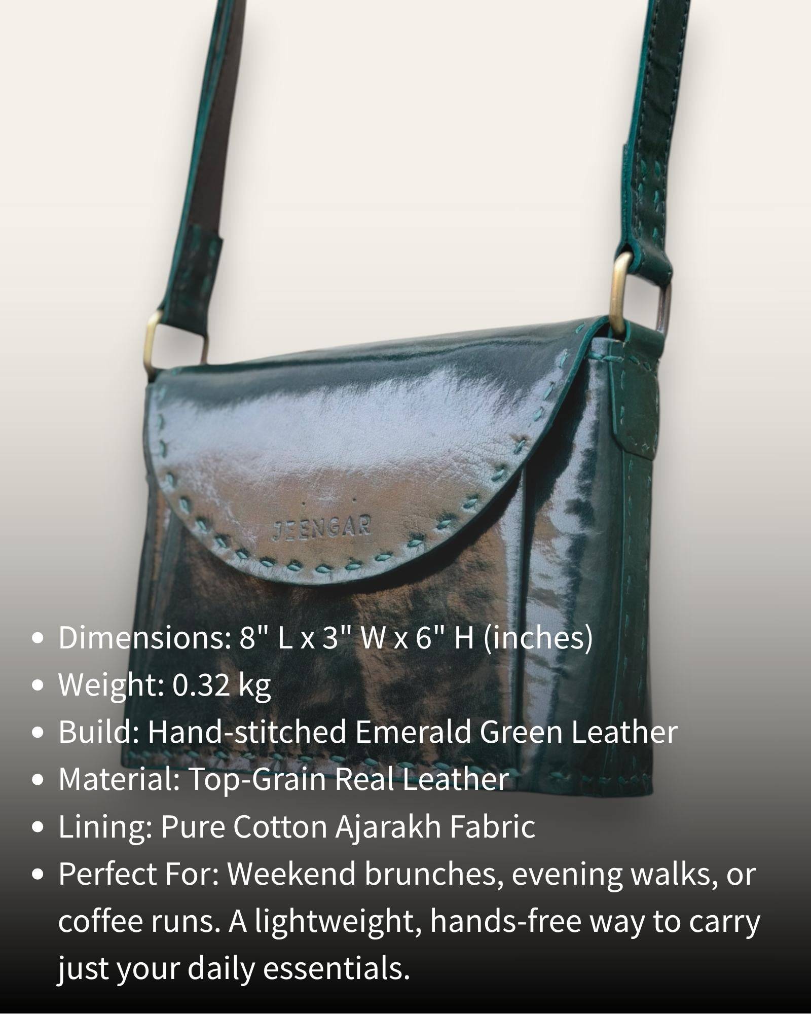 The Beawar Sling in Dark Olive — compact leather crossbody for daily essentials