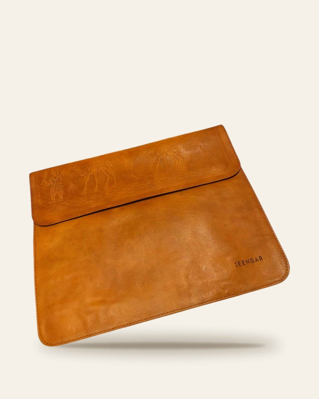 The Barmer Tech Sleeve (13-inch) in Tan — back view