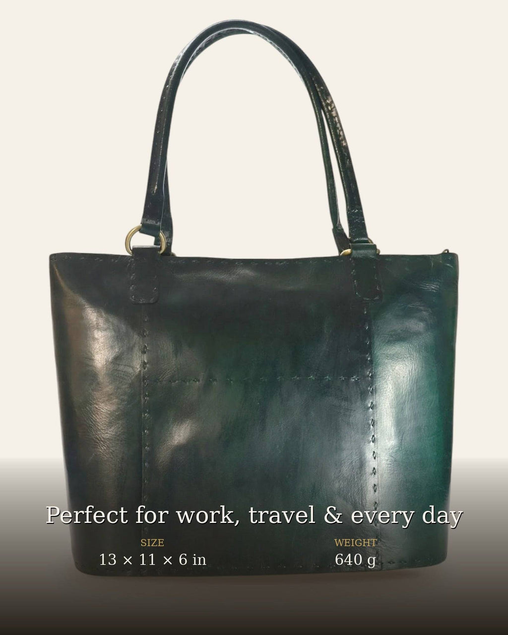 The Rambagh Tote — dimensions 13 × 11 × 6 in, 640 g