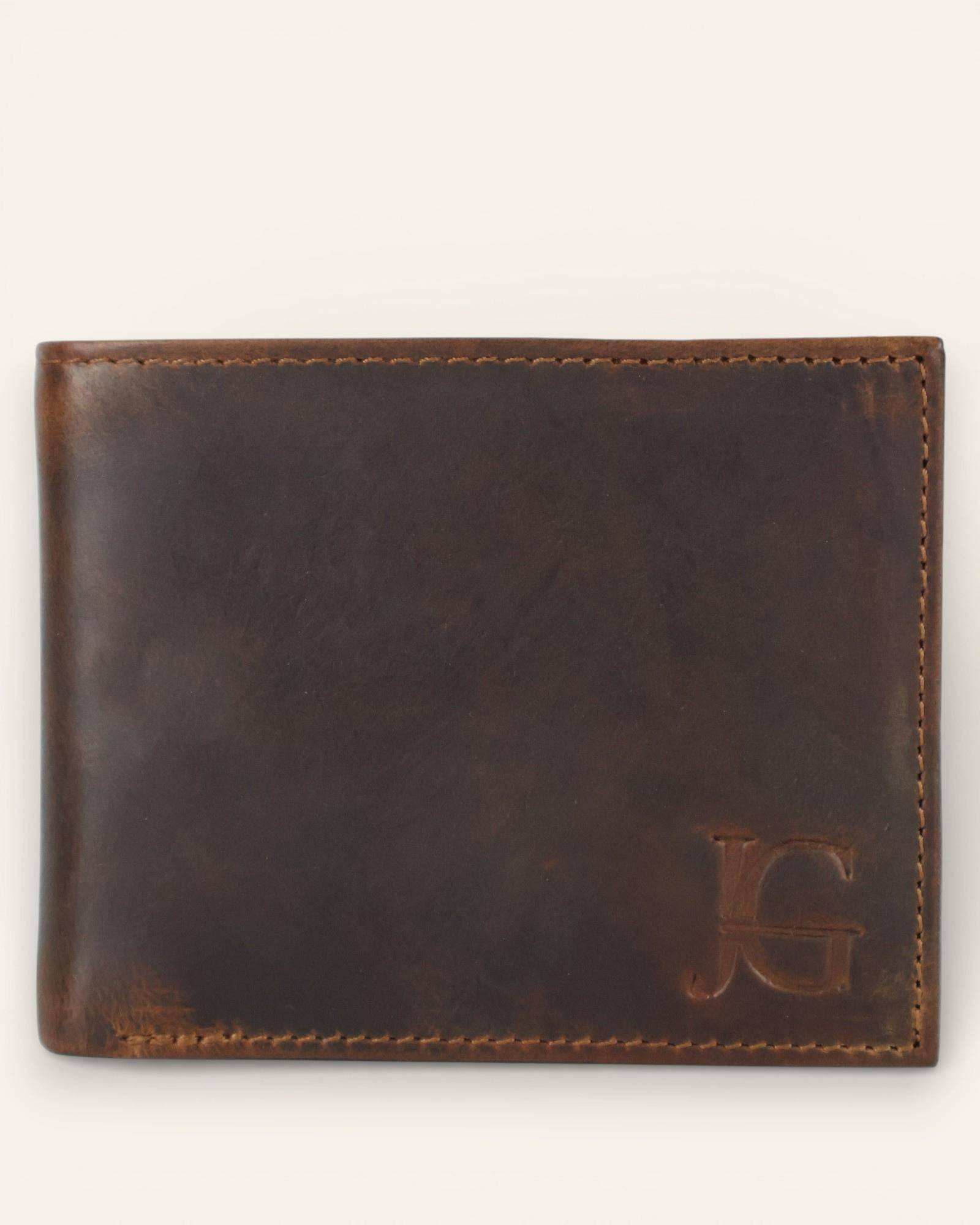 The Rajput Wallet — handmade Hunter leather bi-fold wallet for men, front view